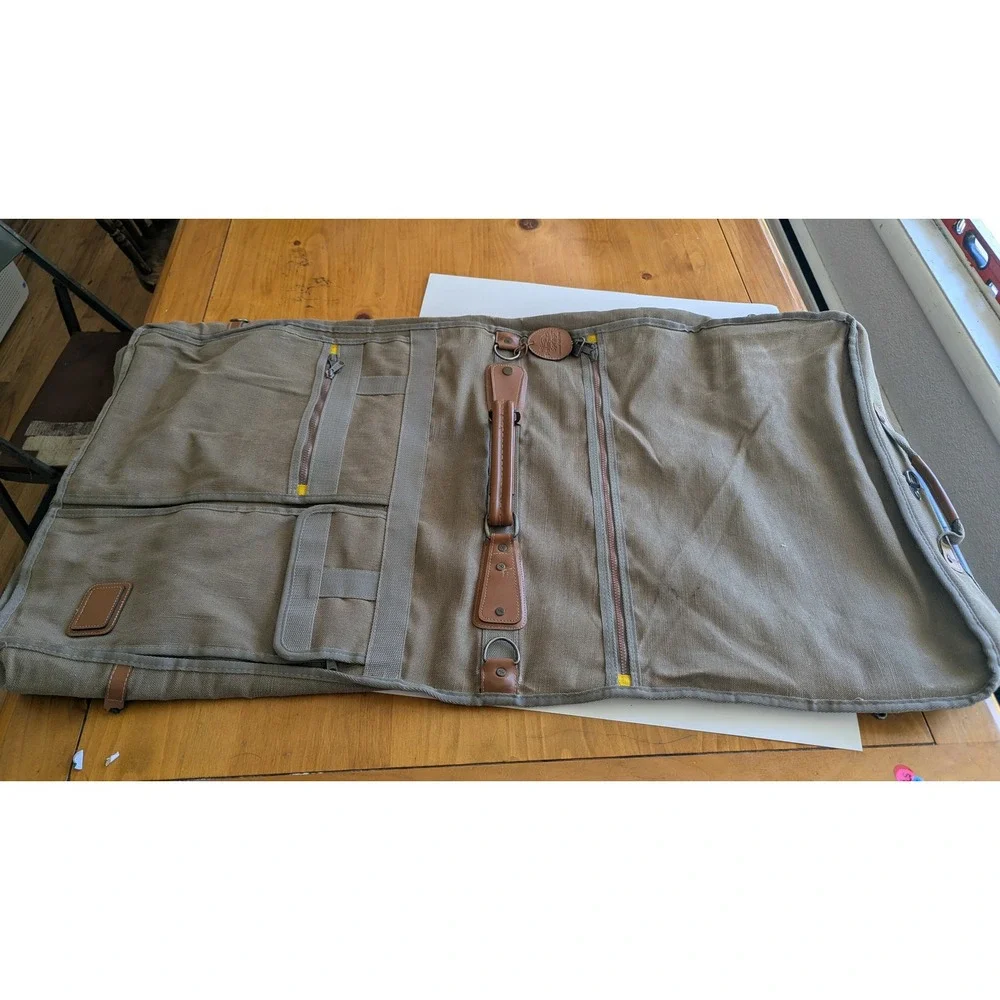 Palm Springs Luggage Collection Canvas Garment Bag Khaki Green Travel Carrier